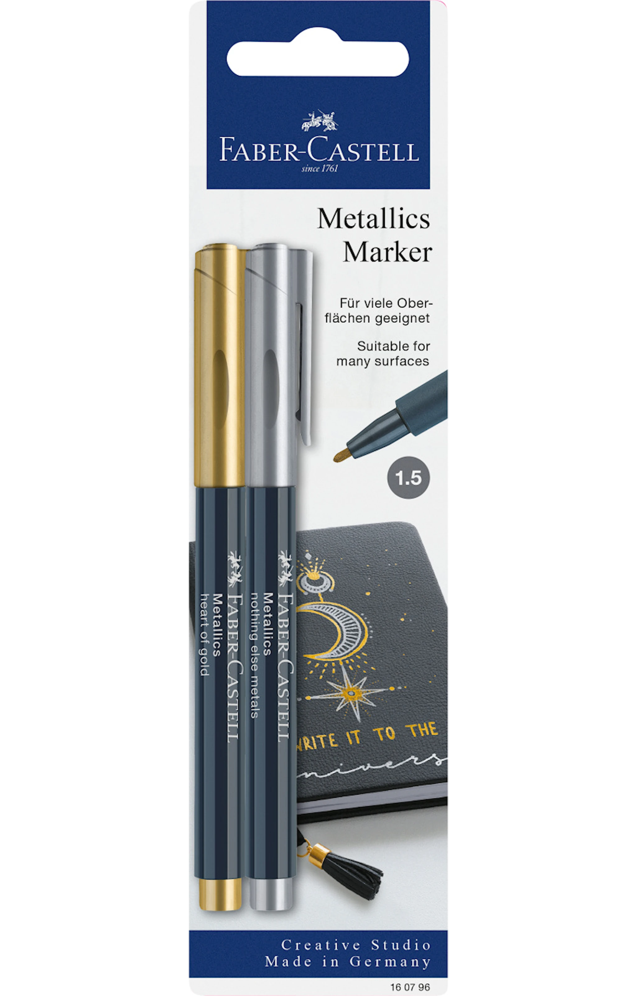 Produktbild för Metallic marker Guld + Silver, Faber-Castell