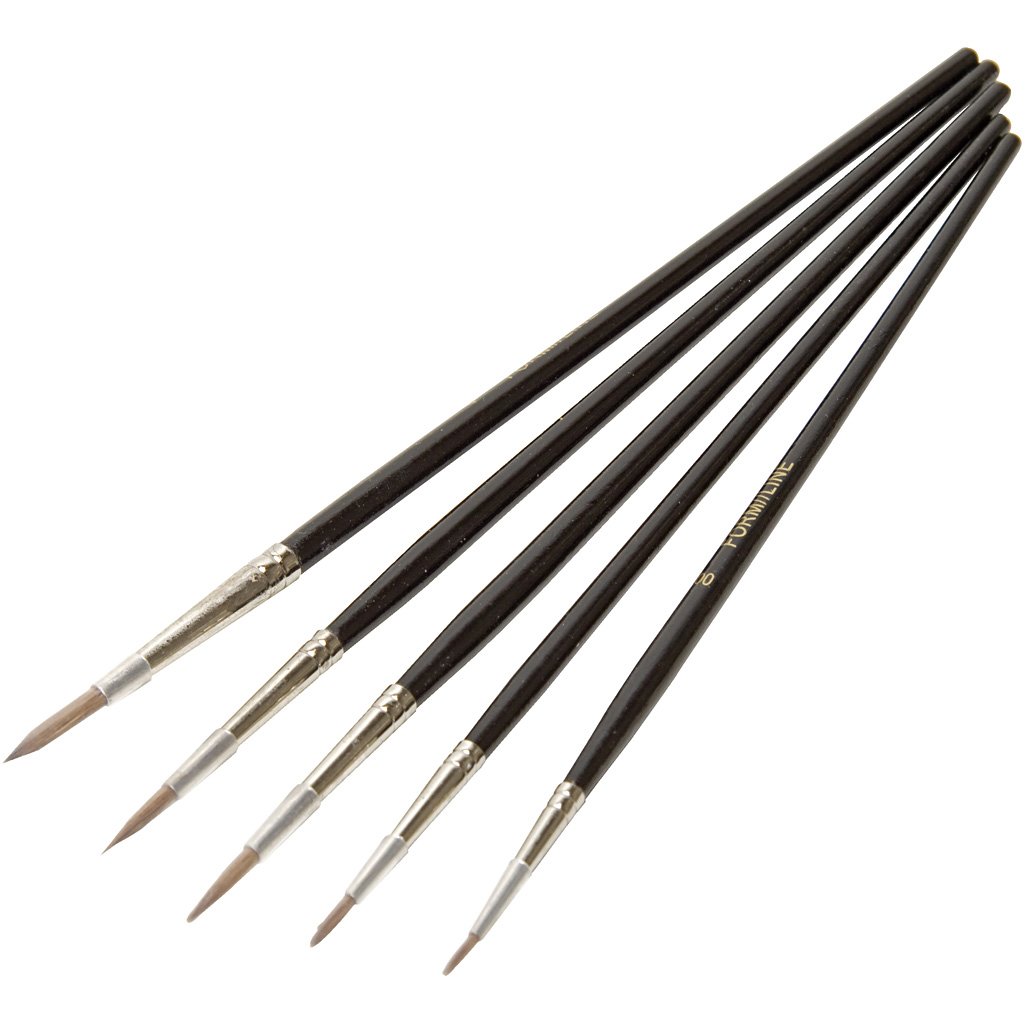 Akvarellpenslar i m&aring;rdh&aring;rsimitation 5-pack