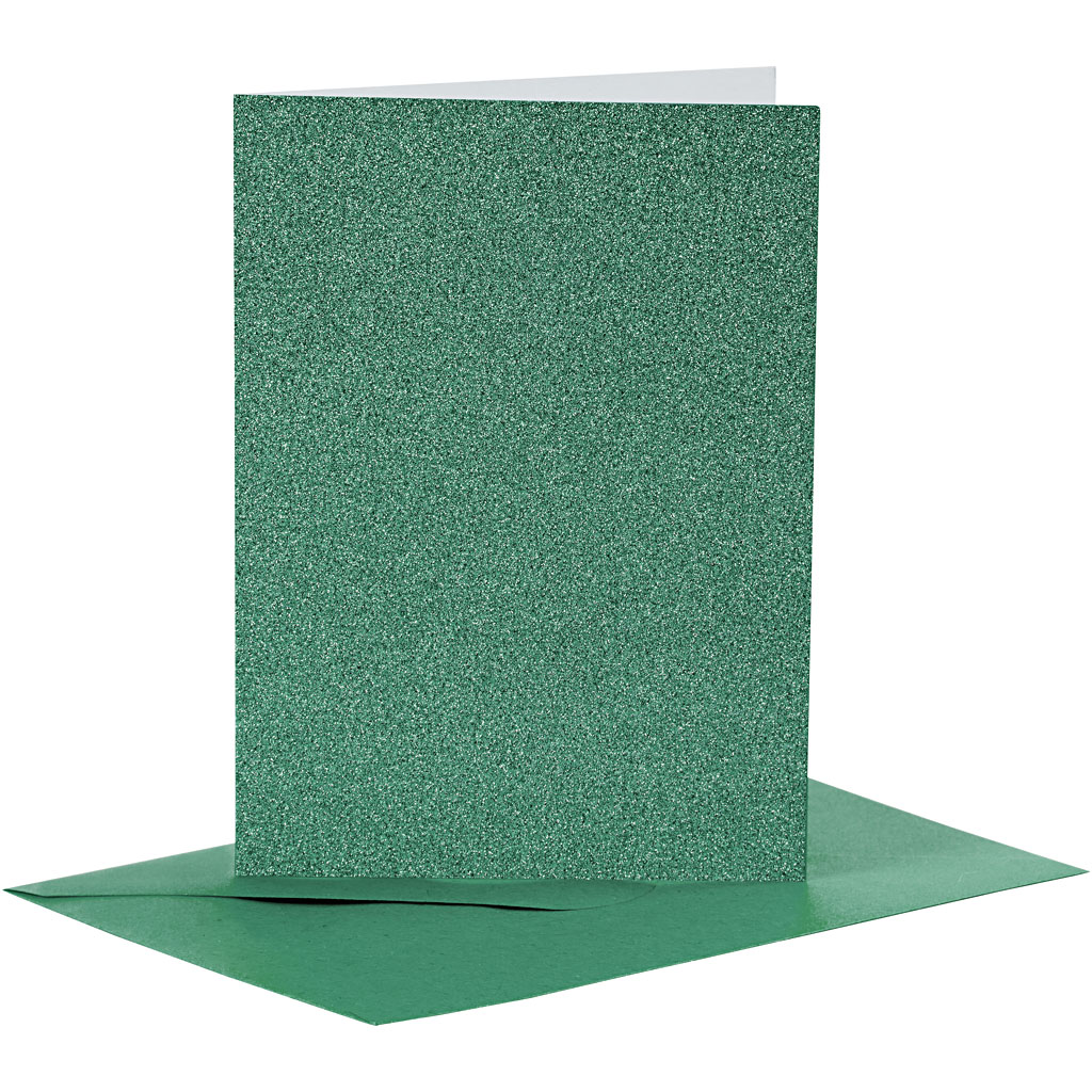Kort och Kuvert Glitter Grön 10,5x15 cm 4-pack