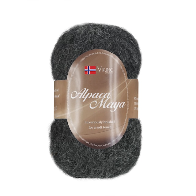 Alpaca Maya 50 g musta/hiilenharmaa Viking Garn