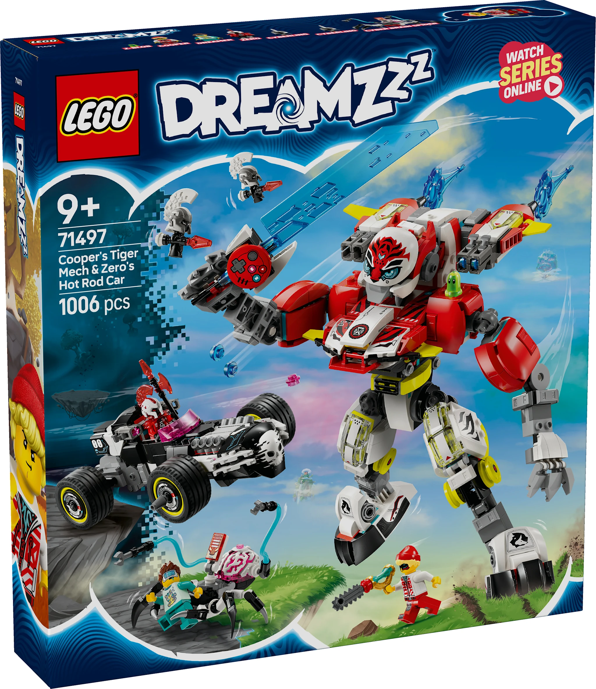 Tuotekuva ille Cooperin tiikerirobotti ja Zeron hot rod ‑auto LEGO® DREAMZzz (71497)