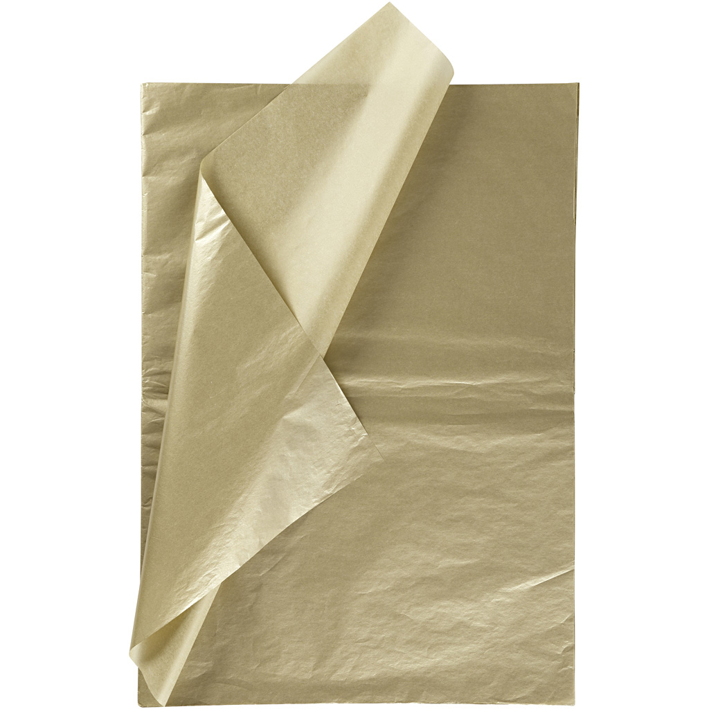 Silkespapper, ark 50x70 cm, 17 g, guld, 6 ark/ 1 f&ouml;rp.
