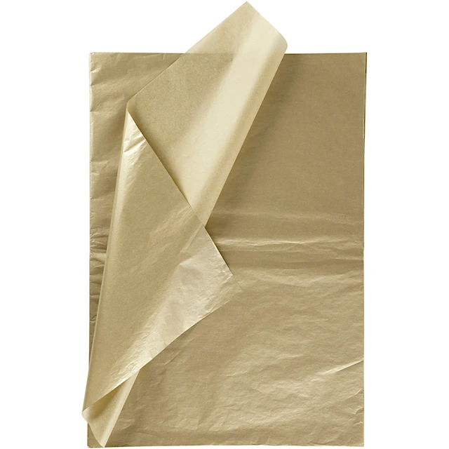 Silkespapper, ark 50x70 cm, 17 g, guld, 6 ark/ 1 förp.