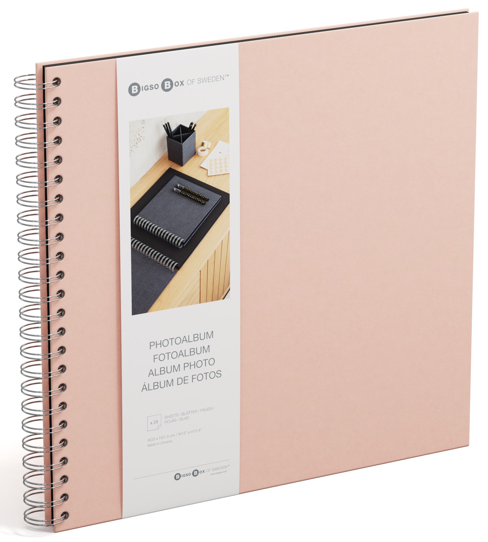 Fotoalbum Dusty Pink med svarta blad 35x31,5cm Bigso Box of Sweden