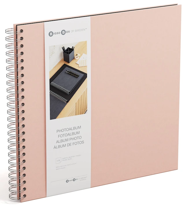 Fotoalbum Dusty Pink med svarta blad 35x31,5cm Bigso Box of Sweden