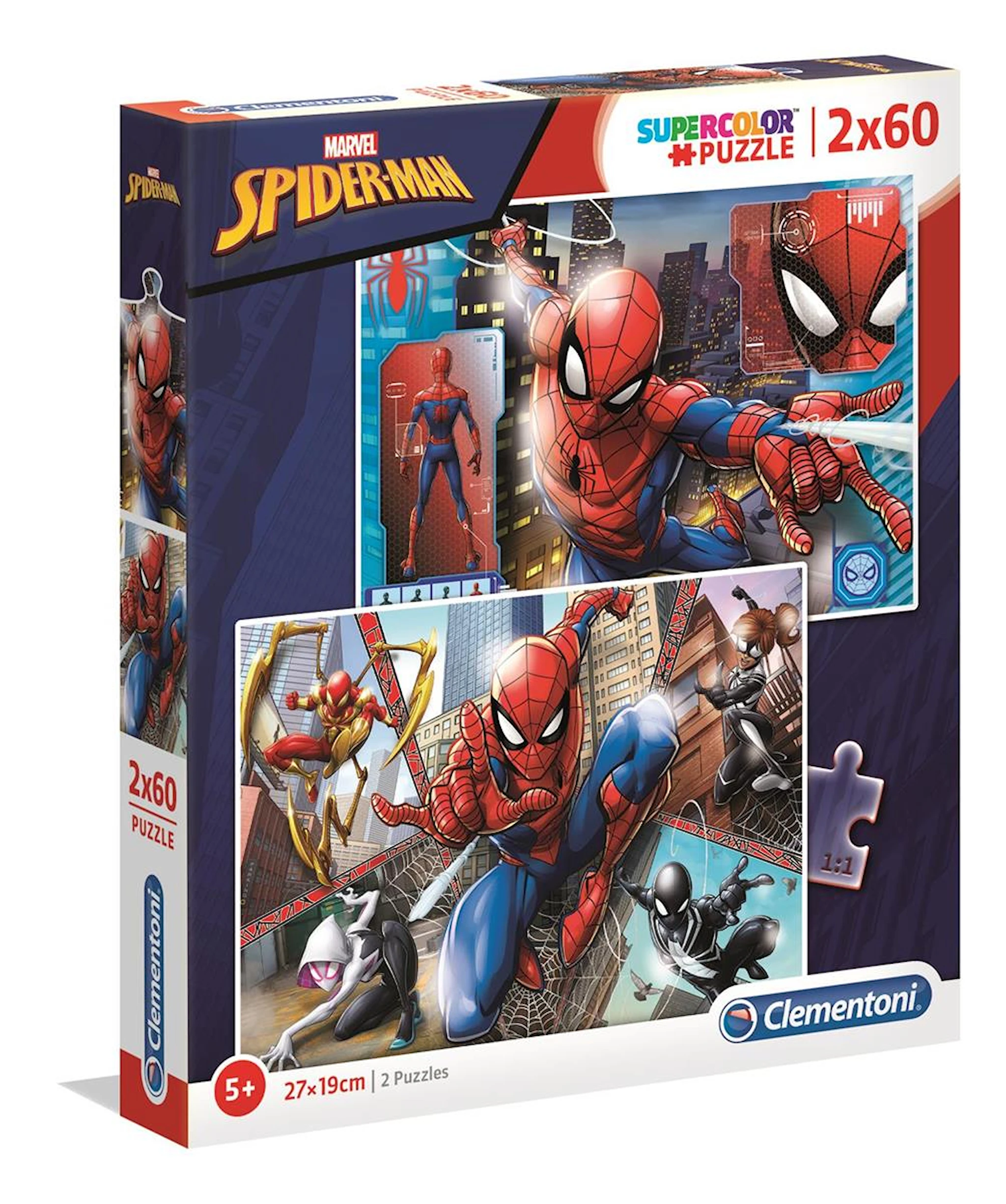 Produktbild för Spider-Man Pussel 2x60 bitar Clementoni