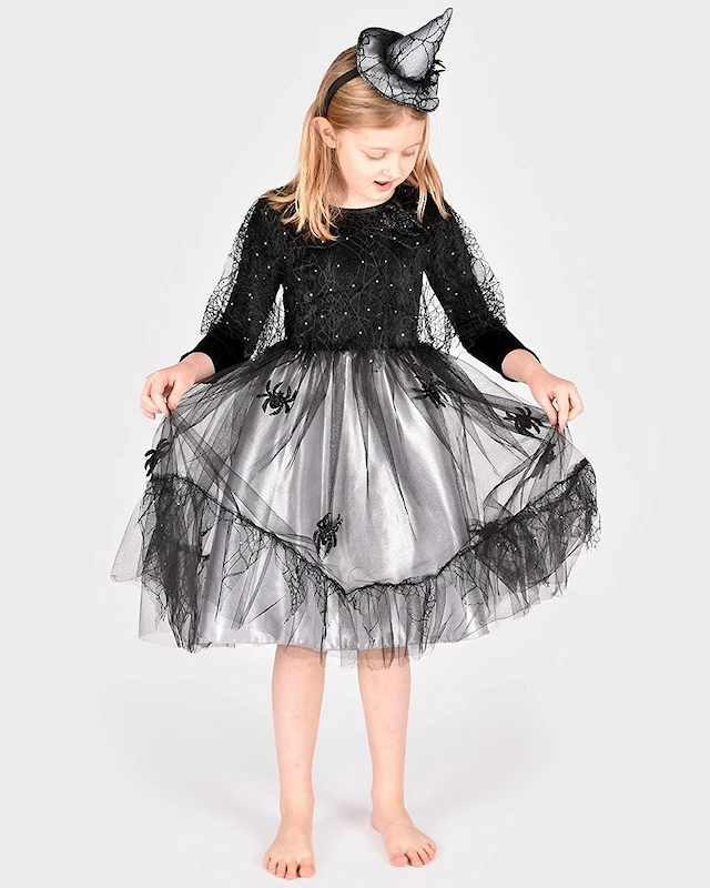 Naamiaismekko Witch with Diadem 110-116 cl (4-6 vuotta)