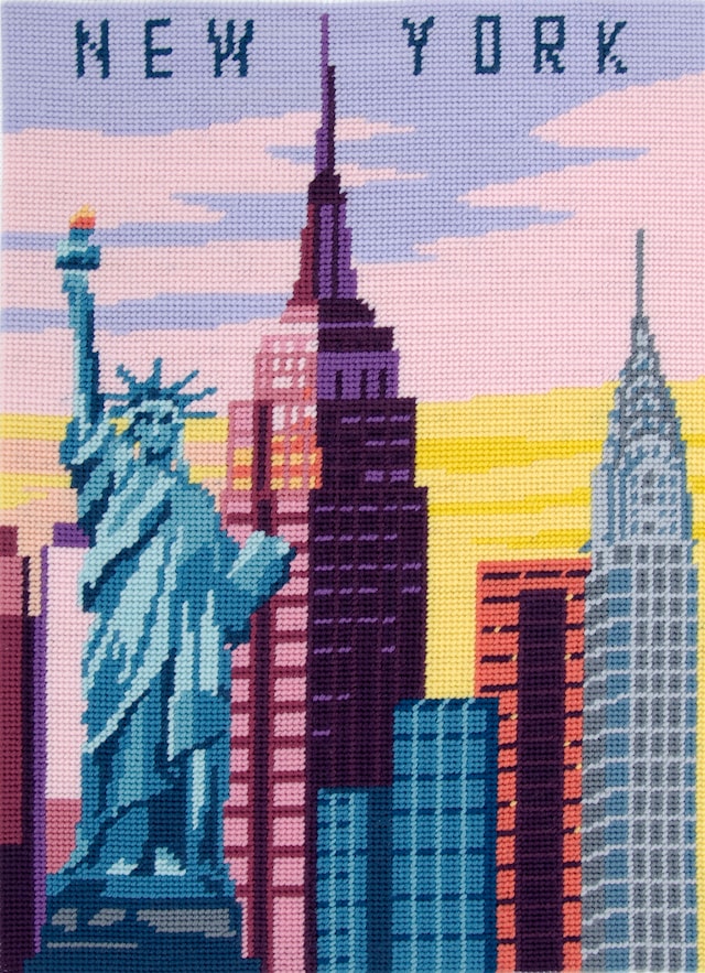 Broderi Förtryckt Canvas 29,7 x 42 cm,  Motiv New York