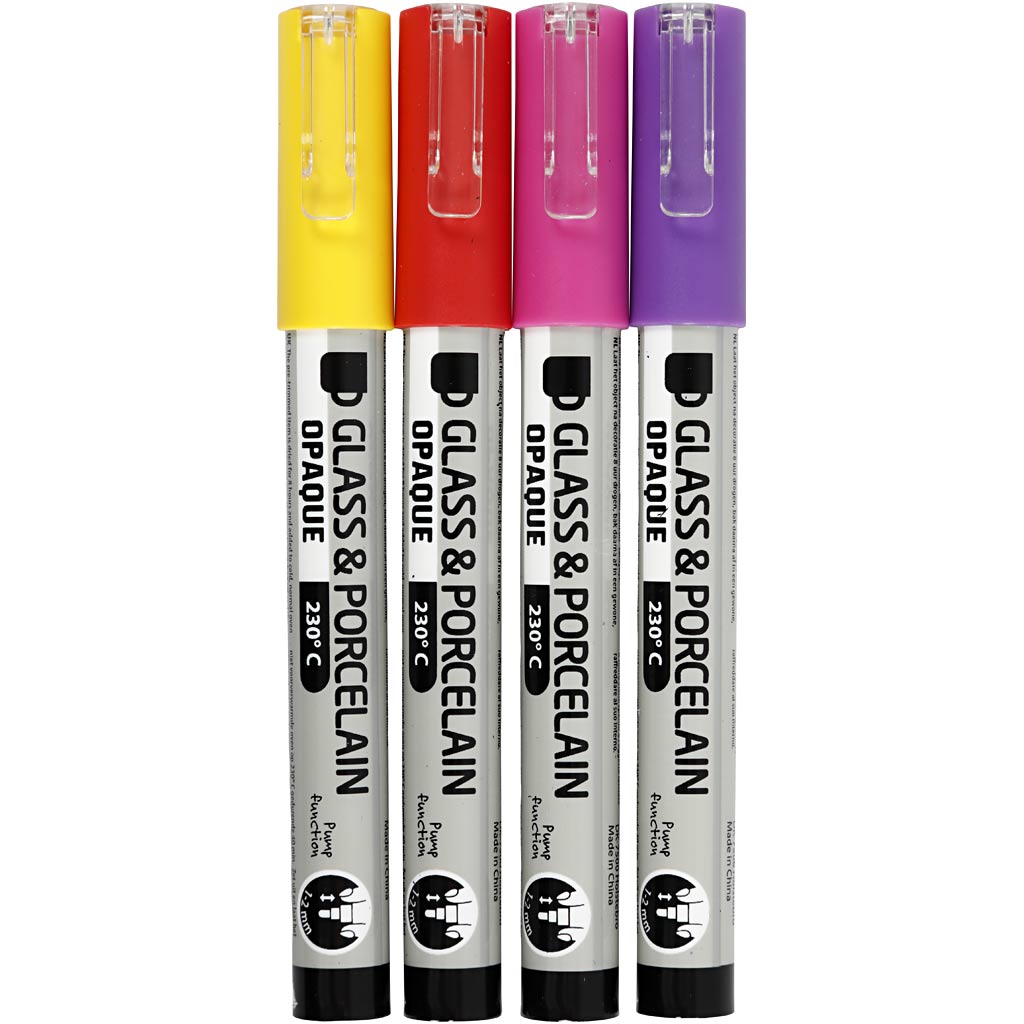 Glas- och porslinstusch Lila, Rosa, R&ouml;d, Gul 4-pack Creativ Company