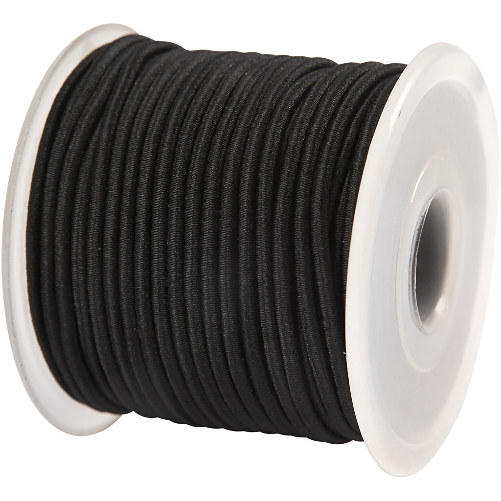 Snöre Elastisk 2 mm x 25 m Svart