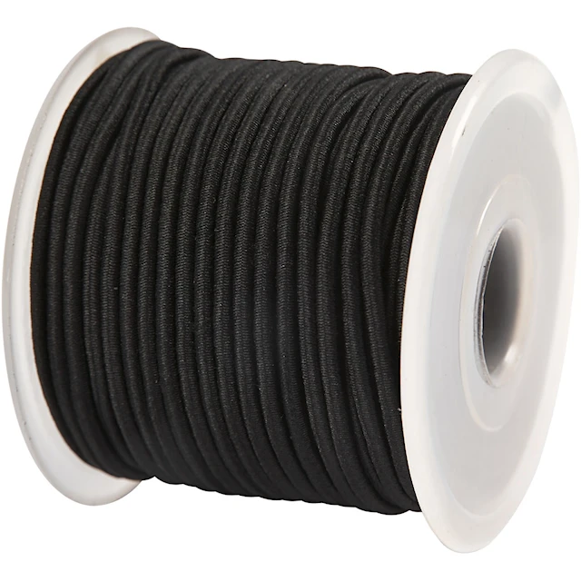 Elastinen korulanka, paksuus 2 mm, musta, 25 m/ 1 rll