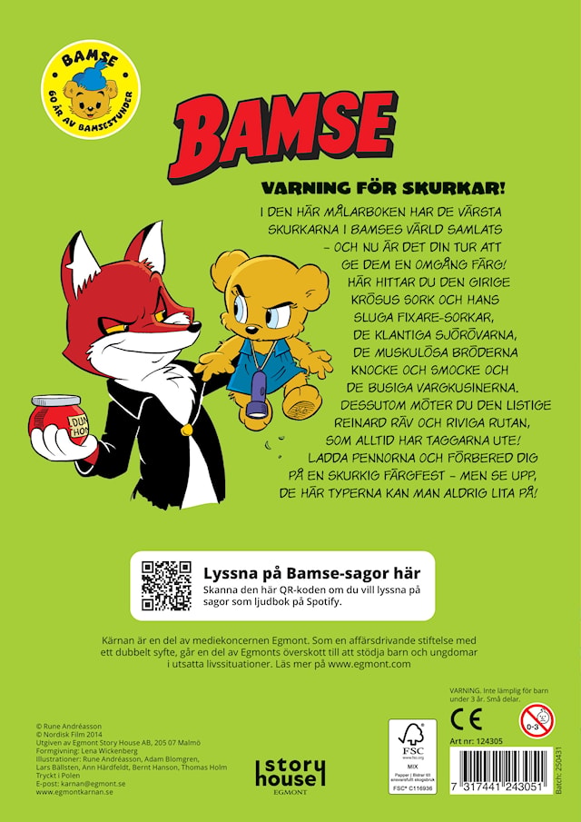Produktbild 3 för Målarbok Skurkar Bamse
