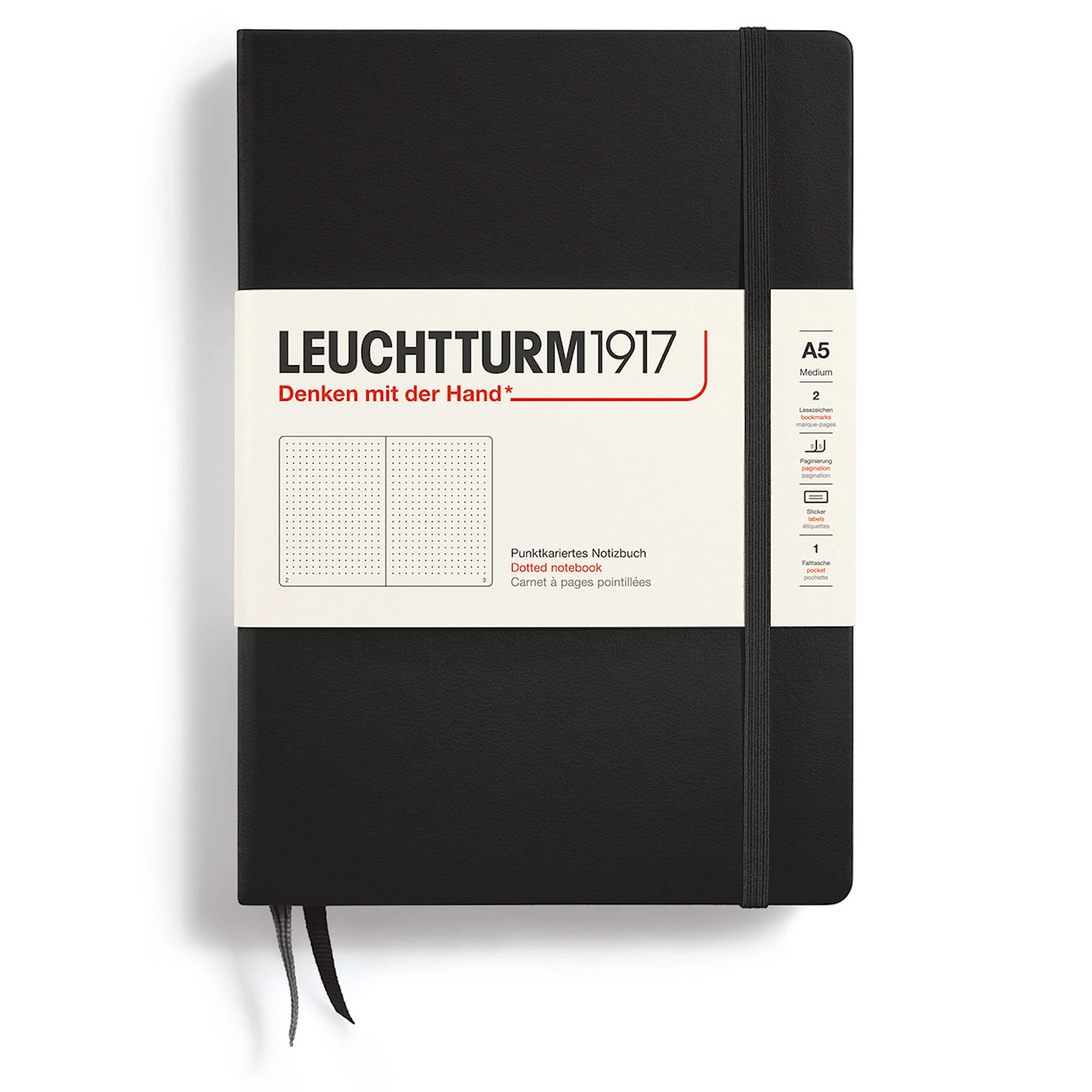 Produktbild för Anteckningsbok A5 Hard Prickad Black Leuchtturm1917