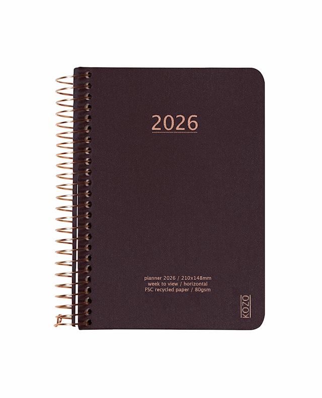 Produktbild 1 för Kalender A6 2026 Vecka Per Uppslag Coffee KOZO