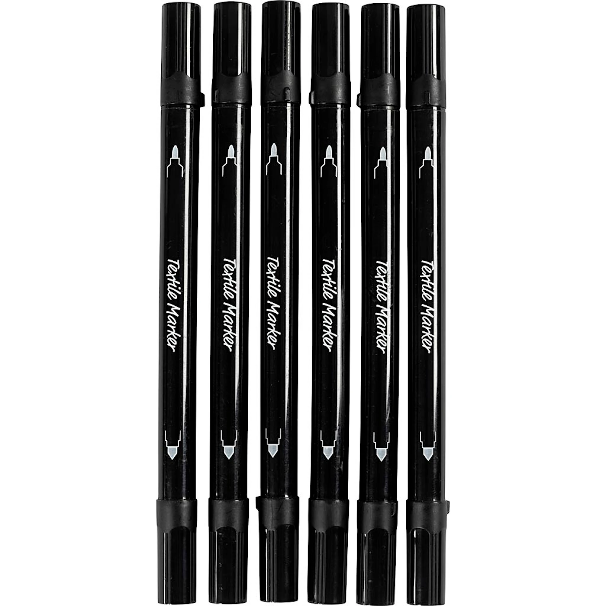 Produktbild för Textiltuschpennor spets 2,3+3,6 mm svart 6 st/1 förp