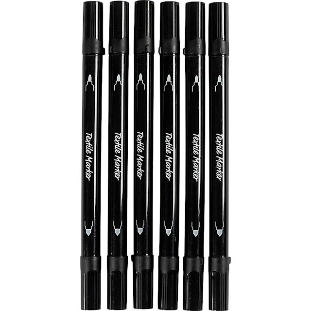 Textiltuschpennor spets 2,3+3,6 mm svart 6 st/1 förp