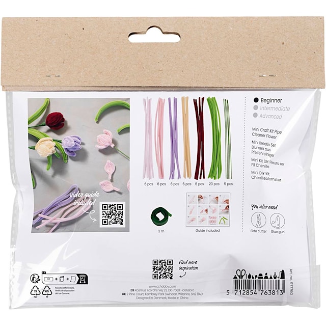 Produktbilde 2 for Mini DIY Kit Blomster av Piperensere, Tulipaner, ass. farger, 1 pk.