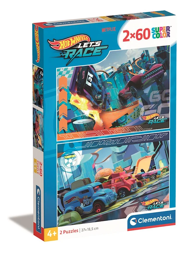 Palapelit 2x60 palaa Hotwheels, Clementoni
