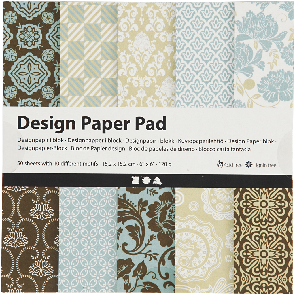 Designpapper Paperpad Ljusbl&aring; och Brun 50 sidor Creativ Company