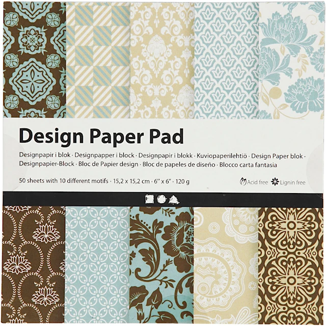Designpapper Paperpad Ljusblå och Brun 50 sidor Creativ Company