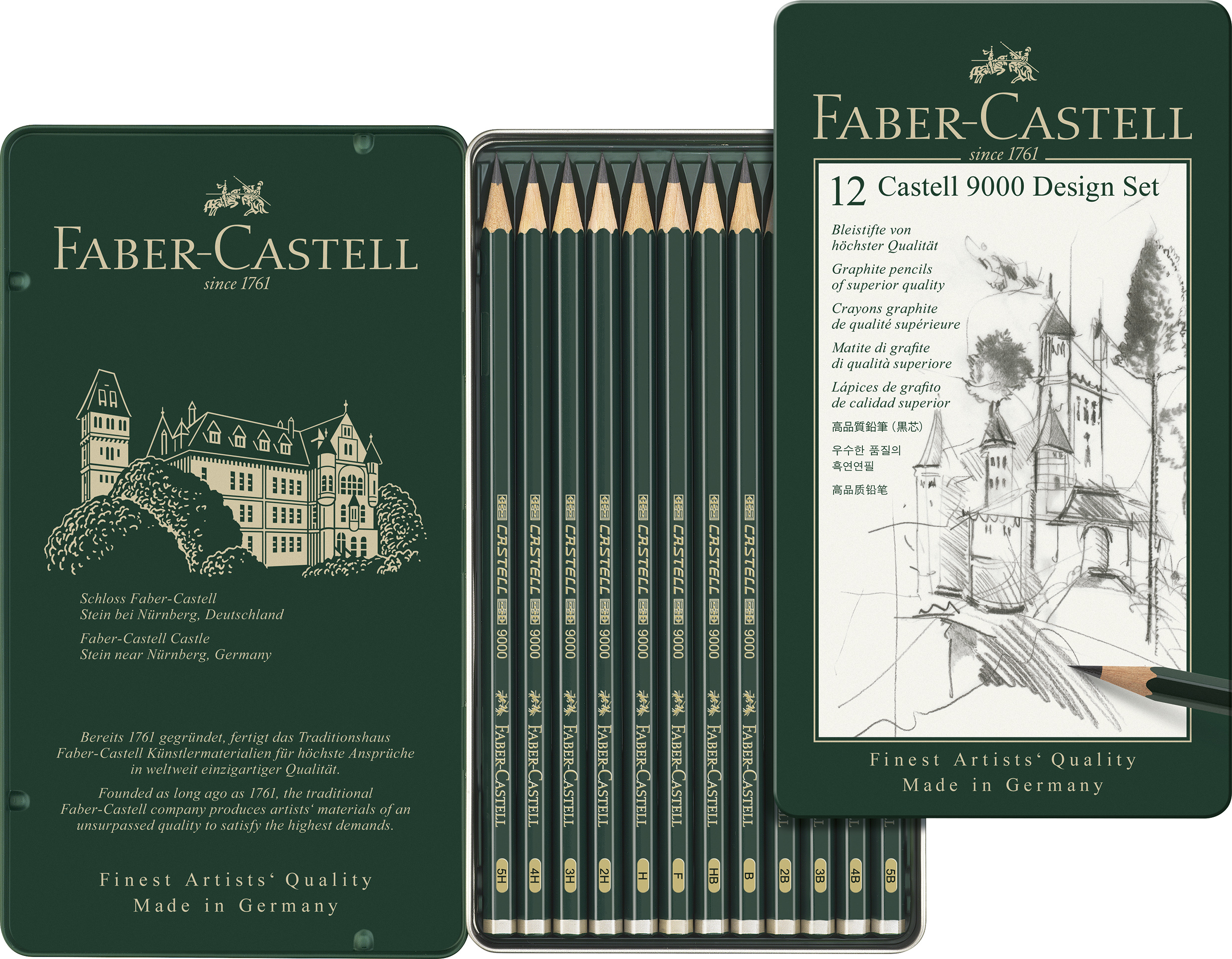 Blyertspennor Set Castell 9000/5B-5H Faber-Castell