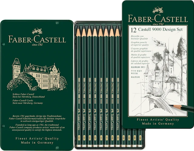 9000 Lyijykynä Setti 5B-5H Metallirasiassa Faber-Castell