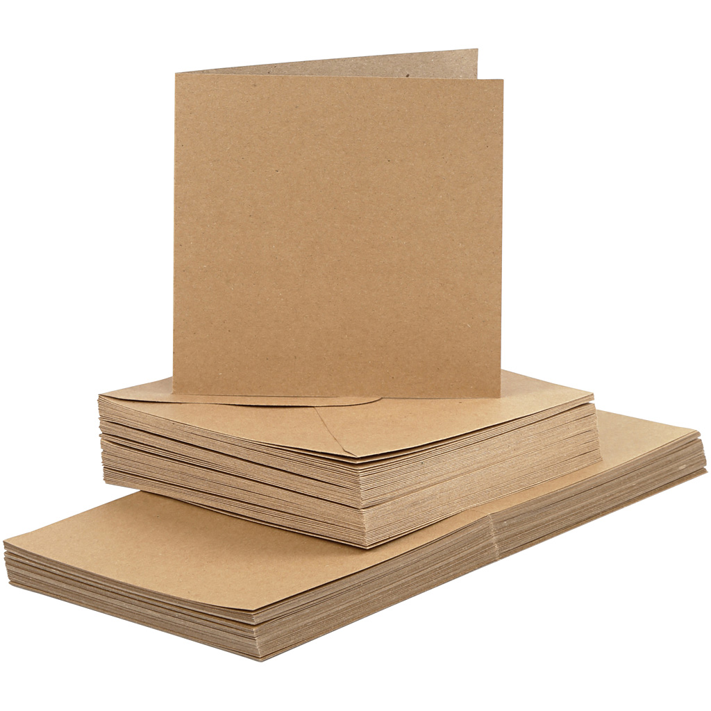 Kort och kuvert Naturf&auml;rg 15x15cm 50-pack