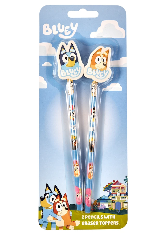 Bluey lyijykynät 2 kappaleen pakkaus pyyhekumin kanssa