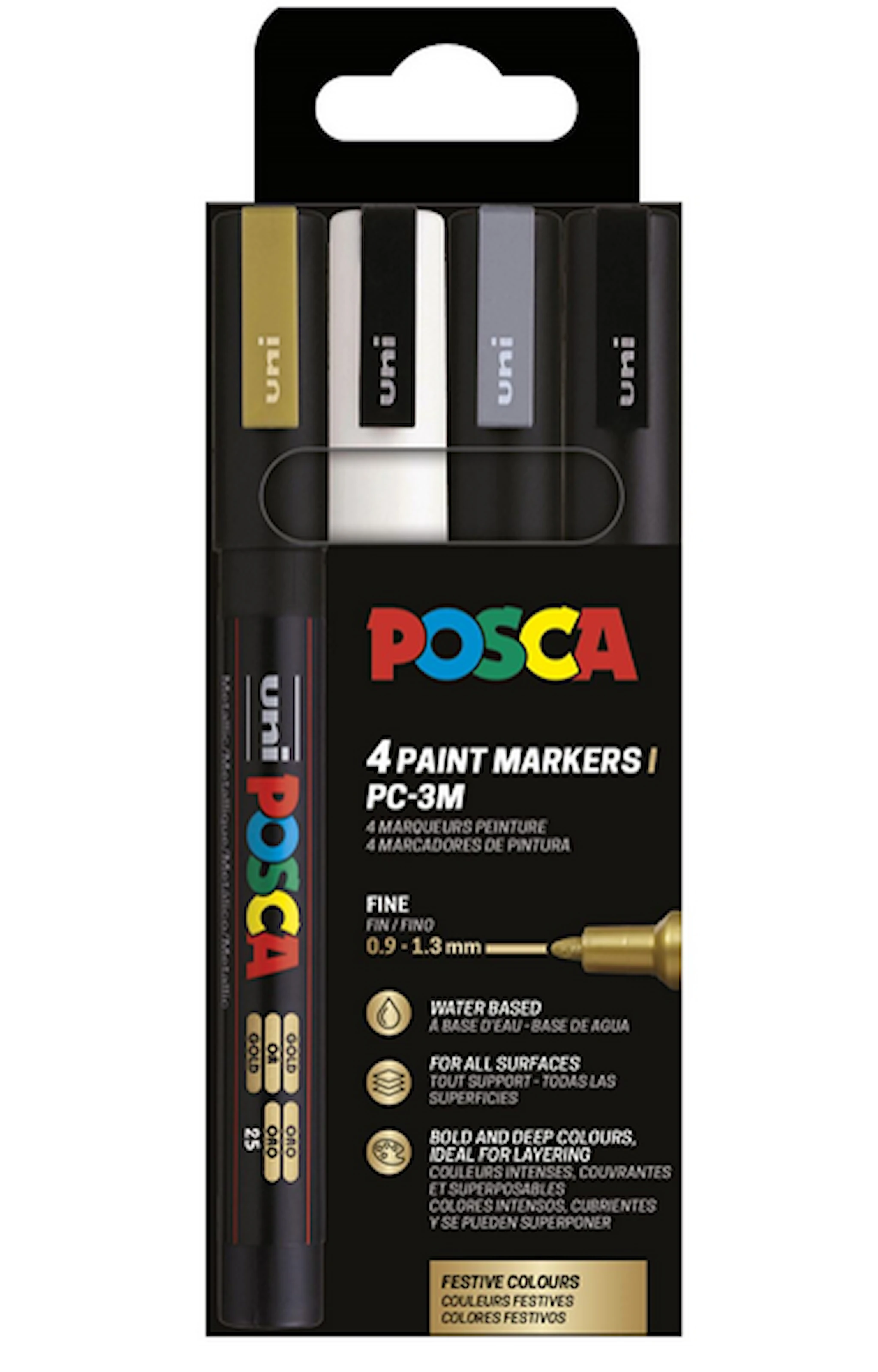 Produktbilde for Posca Marker Set 4-p gull, sølv, svart, hvit