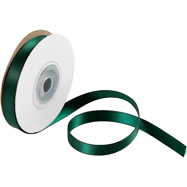 Satiininauha, Lev: 10 mm, vihreä, 10 m/ 1 rll