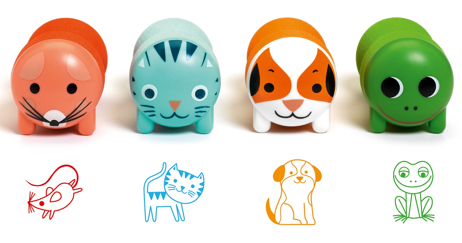 Stämpelset Husdjur självhäftande stämplar 4-pack Djeco
