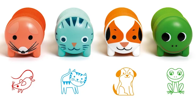 Stämpelset Husdjur självhäftande stämplar 4-pack Djeco
