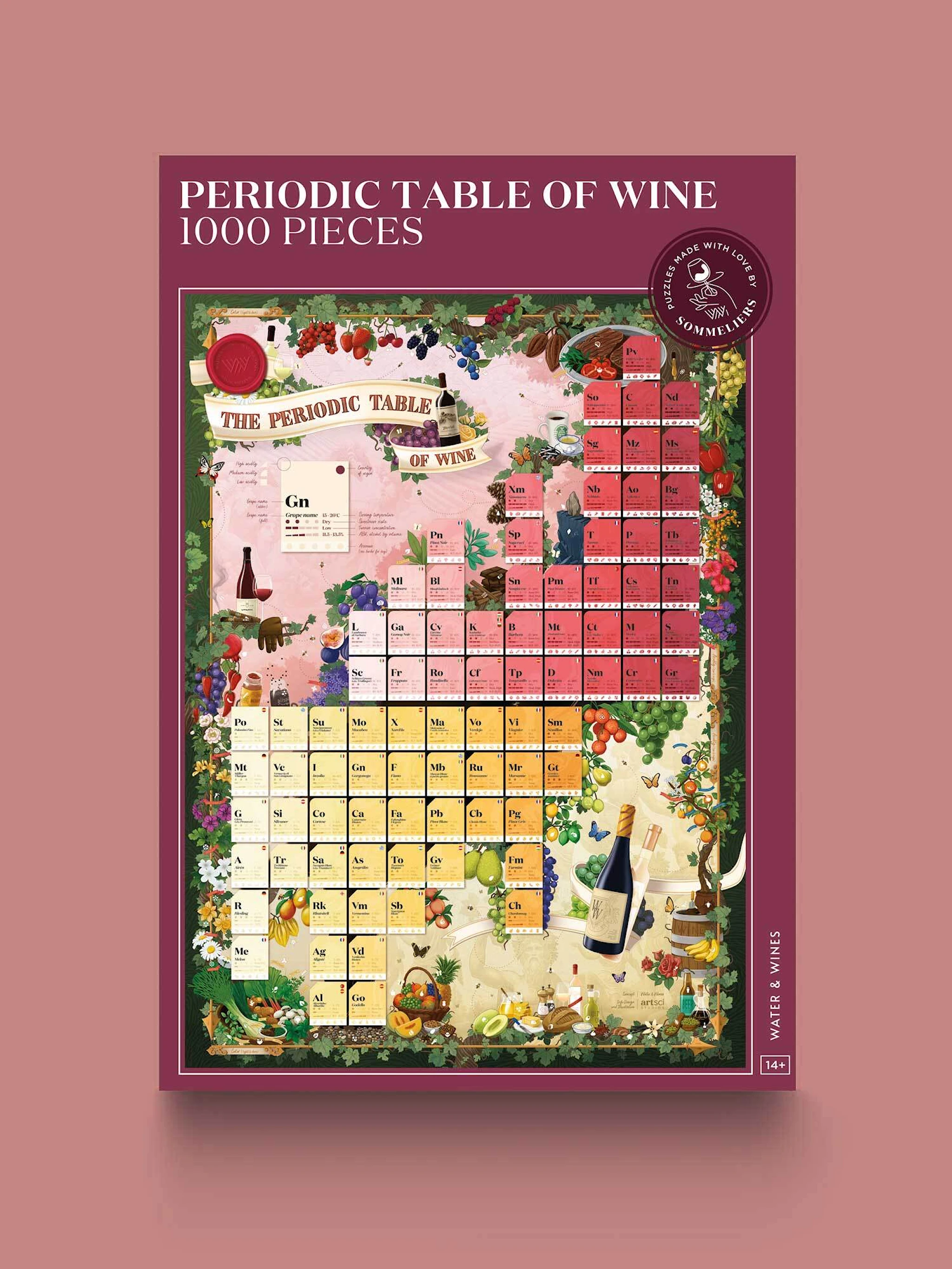 Produktbild för Vinpussel - Periodic Table of Wine 1000 bitar, Water & Wines