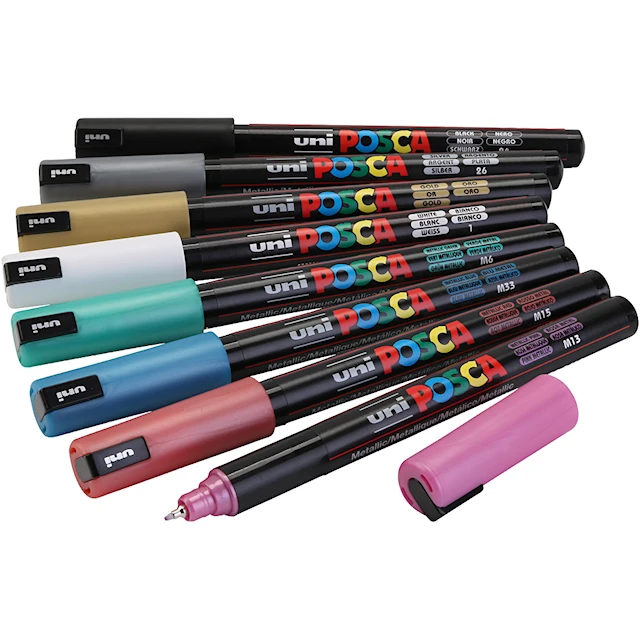 Posca Marker Set 8-p Metallic Färger PC-1MR Spets 0,7mm