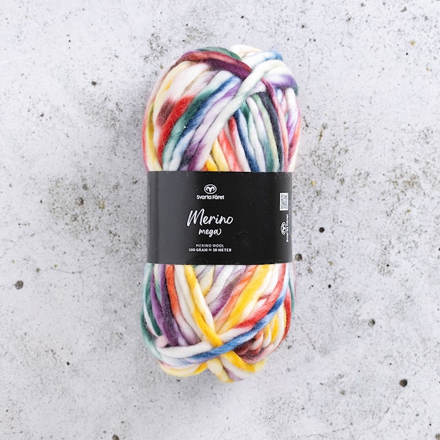 Merino Mega Merinovillalanka 100 gr 410 Dark Rainbow Svarta Fåret
