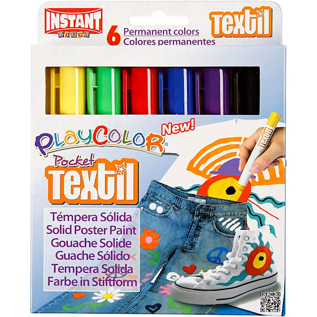 Produktbild 2 för Playcolor Textilfärg Mixade färger 6-pack