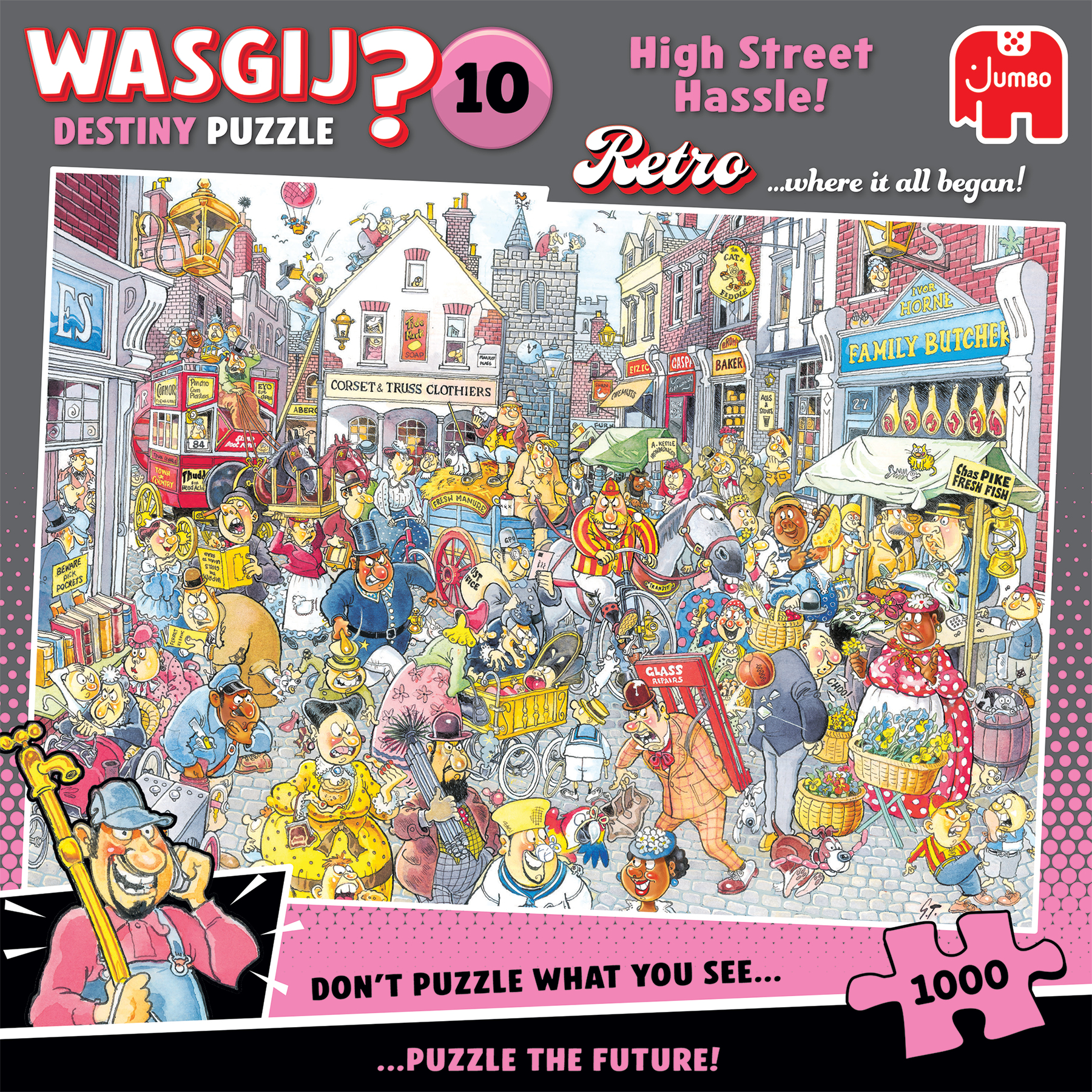 Wasgij Retro Destiny 10 - High Street Hassle! Pussel 1000 bitar