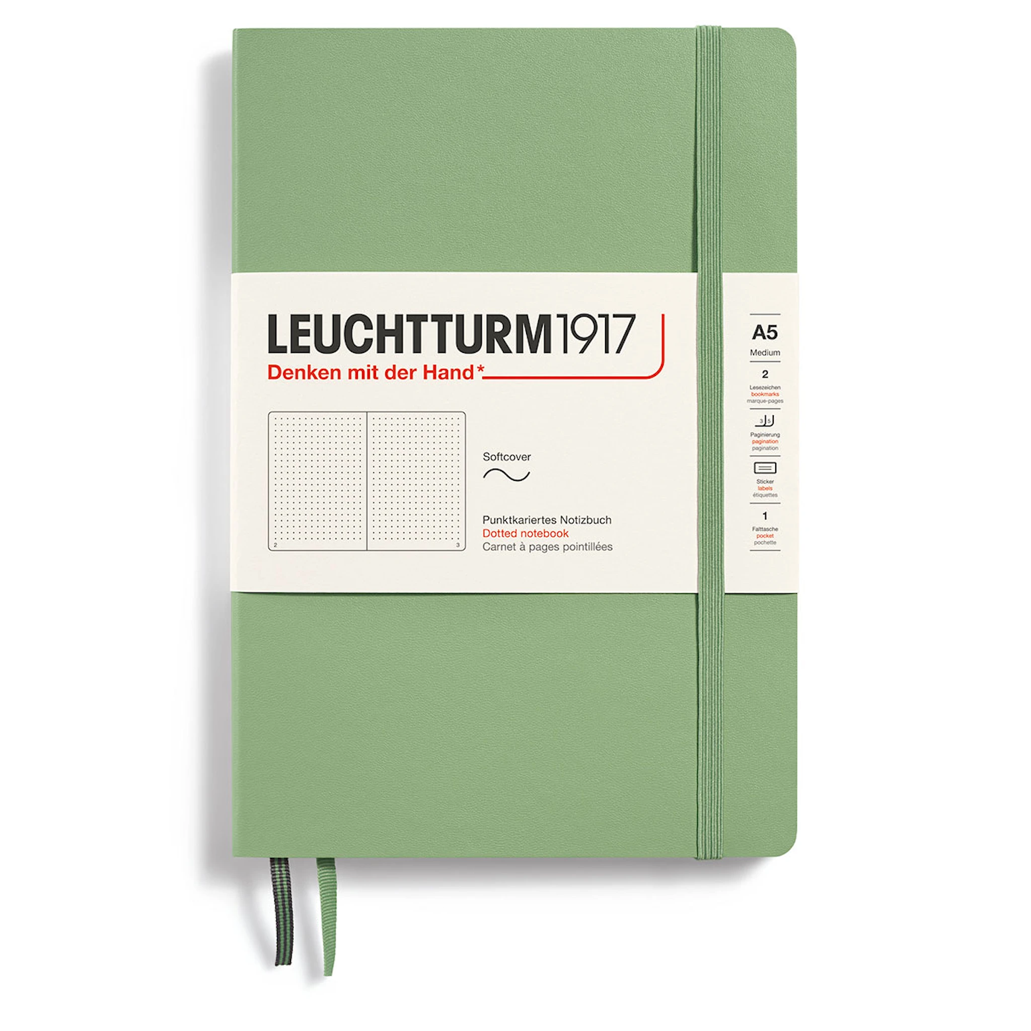 Produktbild för Anteckningsbok A5 Soft Prickad Sage Leuchtturm1917