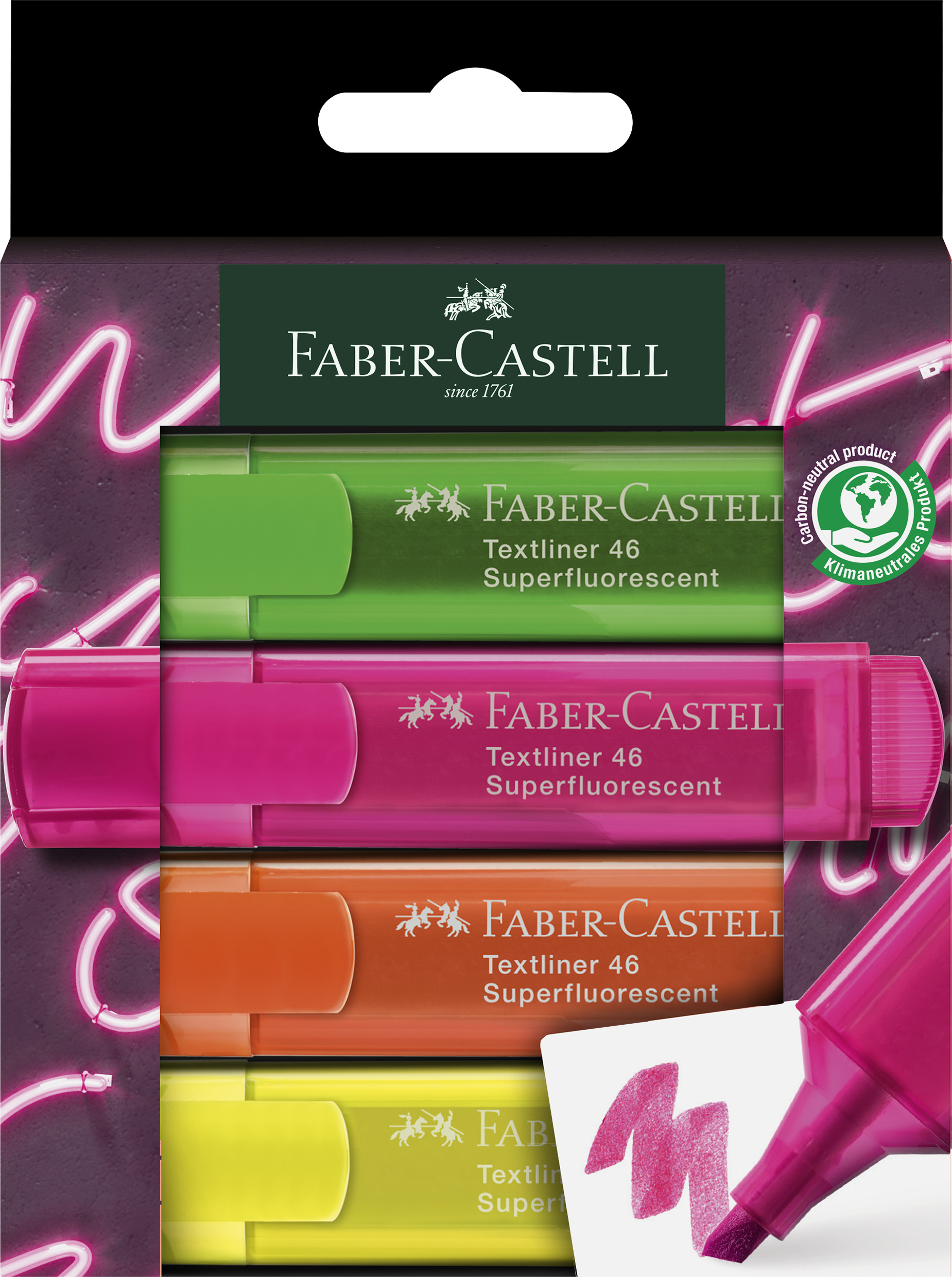Korostuskynät Neon 4 kpl, Faber-Castell