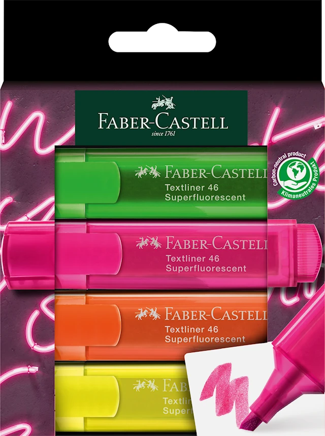 Överstrykningspennor Neon 4-p, Faber-Castell