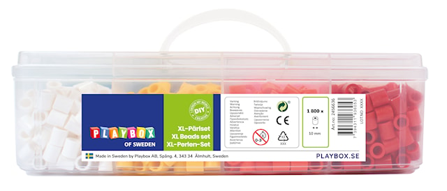 Tuotekuva 2 - XL-kokoiset tuubihelmet säilytyslaatikossa, 1800 kpl helmiä Playboxissa