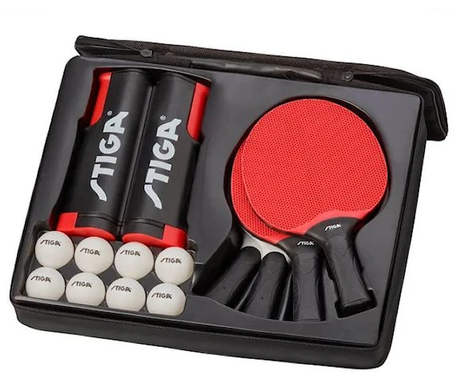 Pingis/Bordtennis Anywhere Set med  4 Racket, 8 Bollar och Nät Stiga