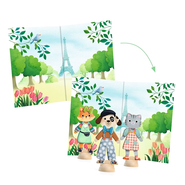 Tuotekuva 3 - Paperinuket Hello Paris irrotettavilla tarroilla Djeco