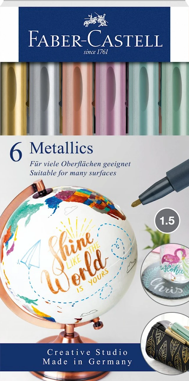 Faber-Castell Metallic marker -pakkaus, 6 kynää