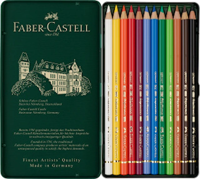Värikynät Polychromos peltirasiassa 12 kpl Faber-Castell