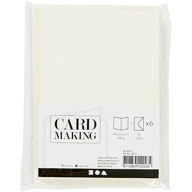 Produktbild 3 för Kort och Kuvert Råvit 10,5x15 cm 6-pack