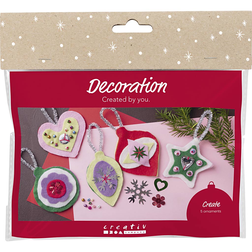 Mini DIY Kit Julpynt i filt mixade färger 1 förp.