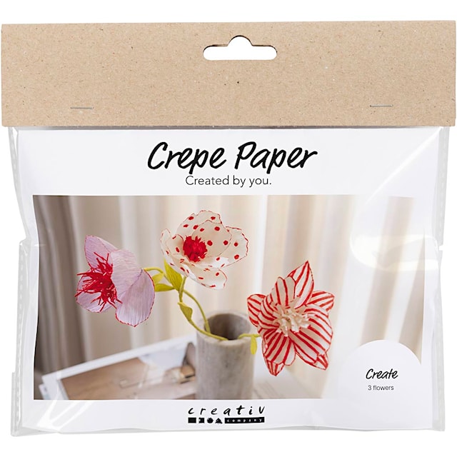 Produktbilde 1 for Mini DIY Kit Kreppapir, Blomster, pastellfarger, 1 pk.