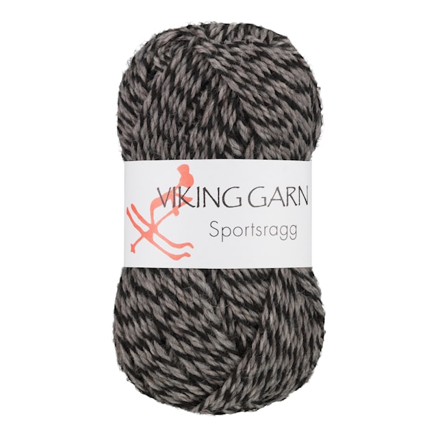 Sportsragg 50 g gå/sort 540 Viking Garn