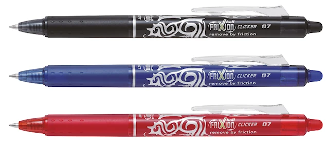 Bläckpenna Frixion Clicker 3-p Svart/Blå/Röd, Pilot